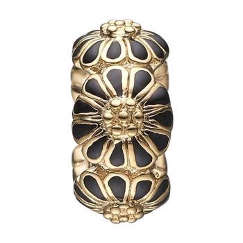 Christina Collect Gold-plated Marguerite Stopper Ring of daisies with black enamel, model 623-G118black